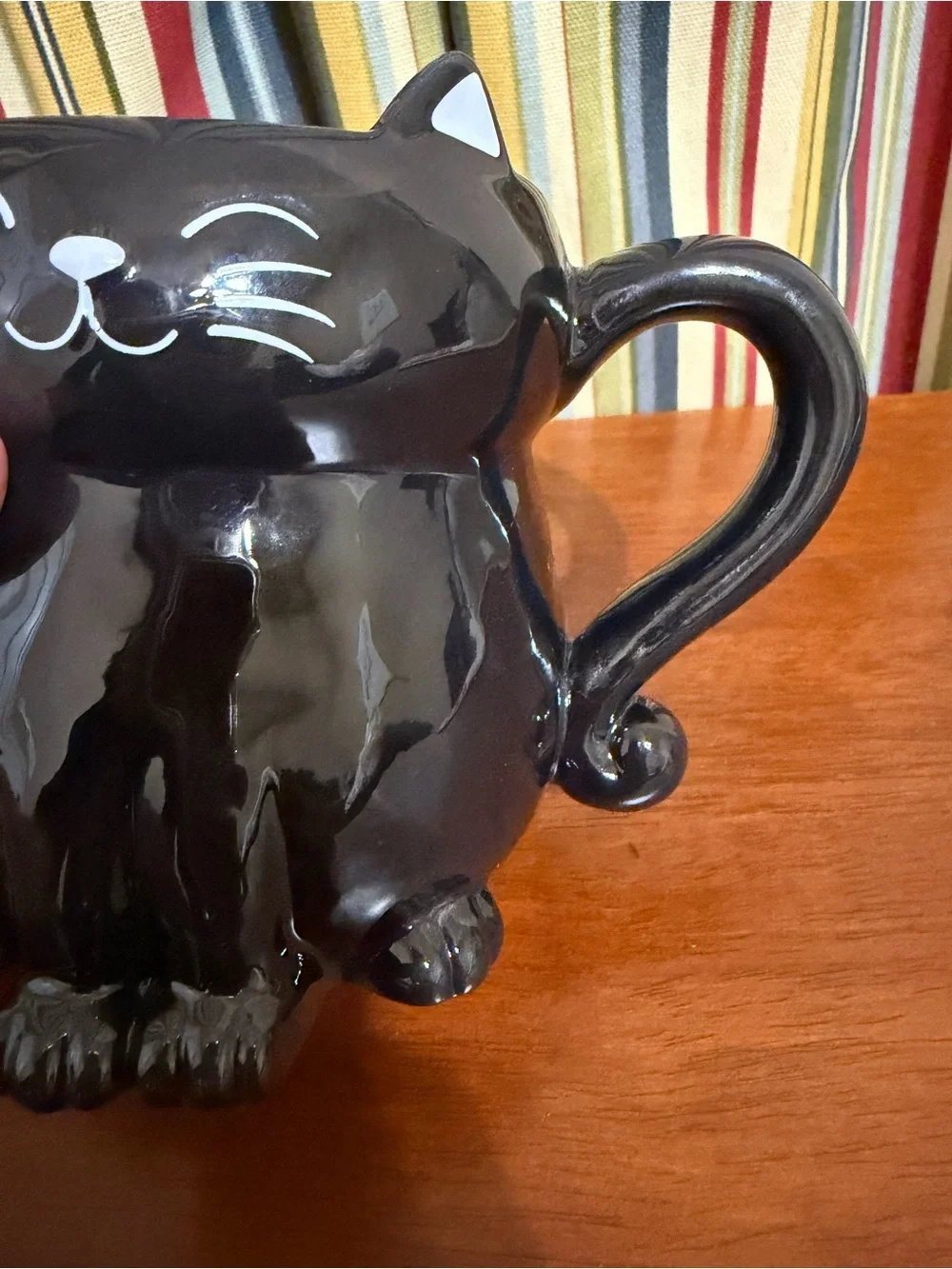 NATURAL LIFE Black Cat Ceramic Pet Bowl with Handle